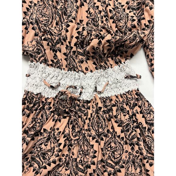 Free People XS Off The Shoulder Pink Peasant Dress Boho Hippie USA Made - Picture 6 of 10